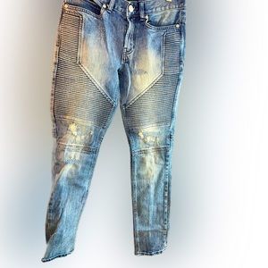 Pacsun men’s motorcycle skinny jeans in denim blue